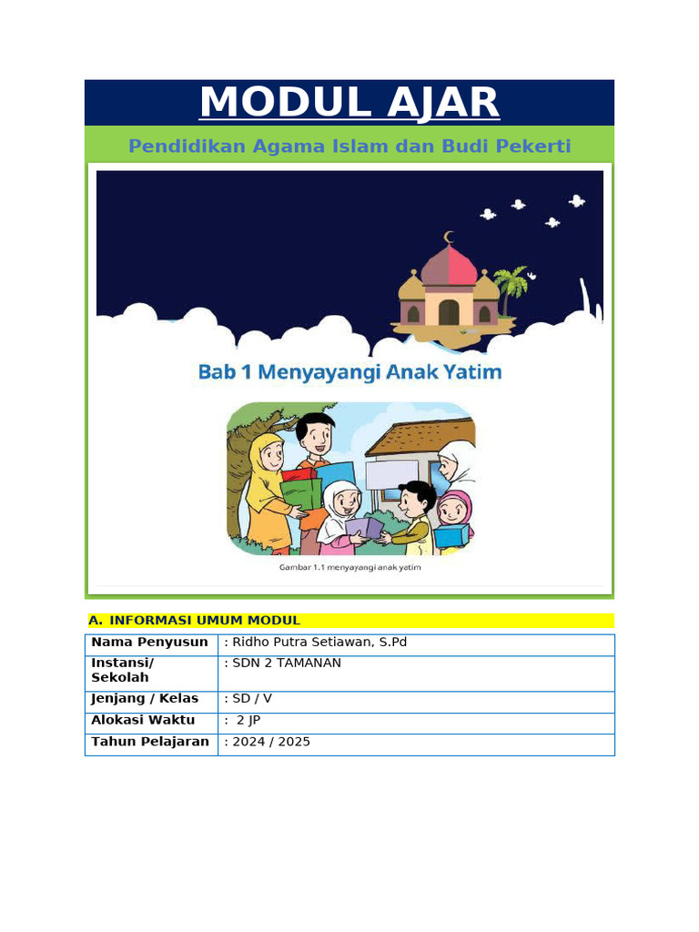Modul Ajar PAI Kelas 5 - BAB 1 | PDF