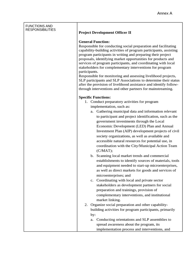 Project Development Officer II Responsibilities | PDF | Monitoring And ...