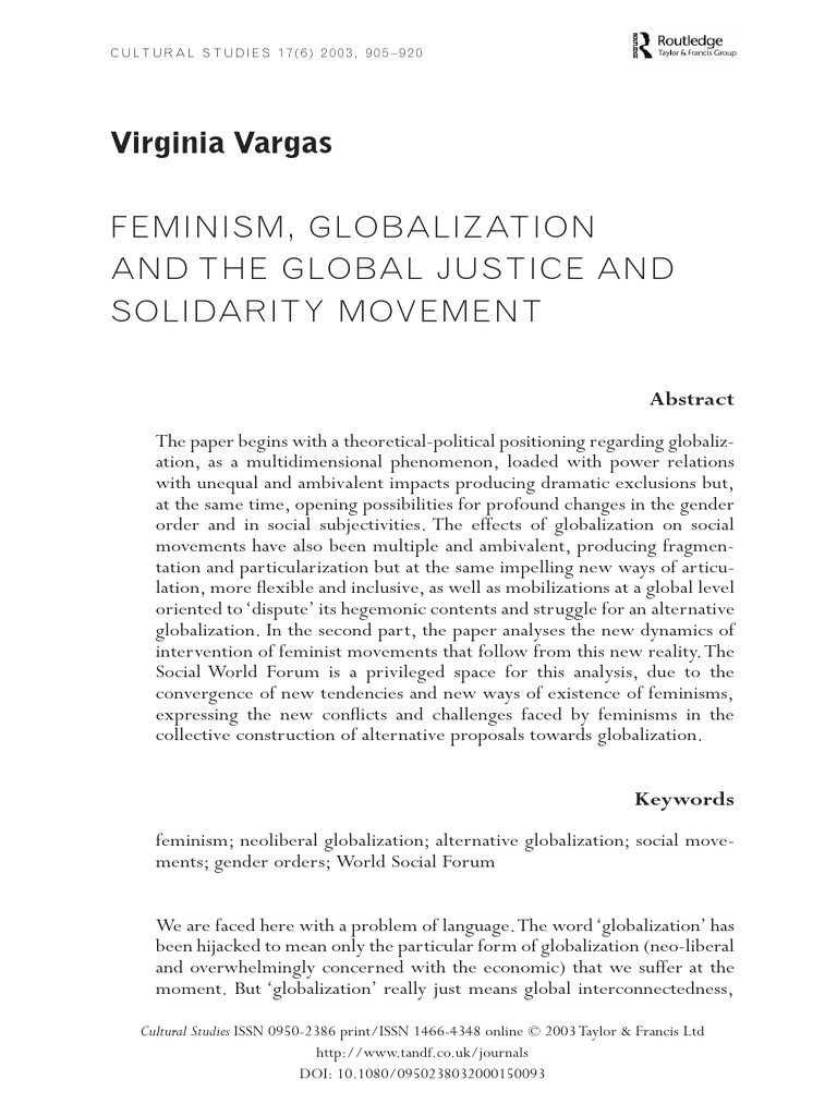 Feminism and Globalization Dynamics | PDF | Feminism | Gender Studies