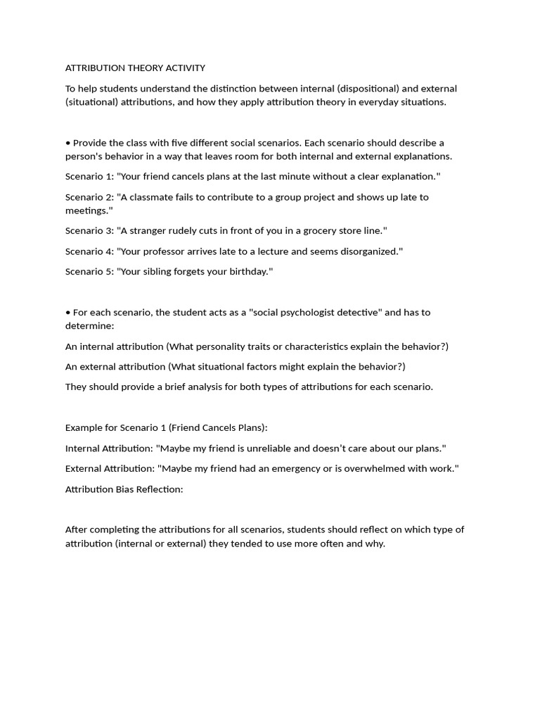 Attribution Theory and Social Identity Activities | PDF | Stereotypes ...