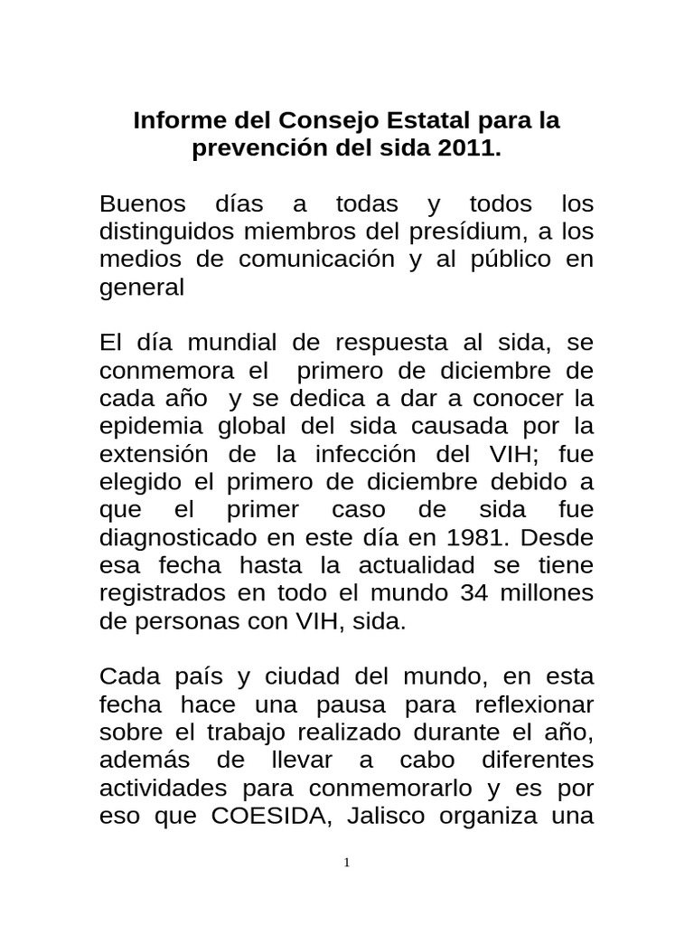 Informe COESIDA 2011: Prevención VIH/SIDA | PDF | VIH / SIDA | Invalidez