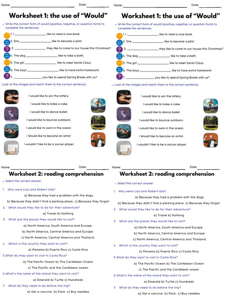 Would Worksheets for Reading Practice | PDF | Central America | North ...