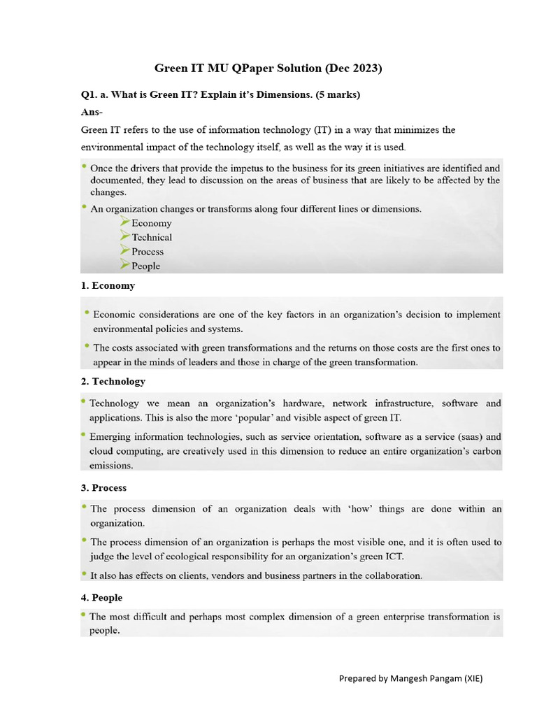 Green IT MU QPaper Solution (Dec 2023) | PDF | Data Center | Efficient ...