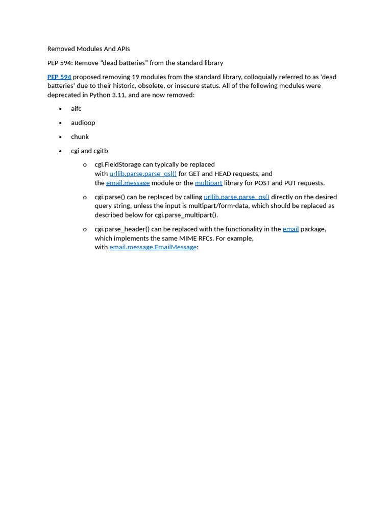 Removed modules and apis pdf