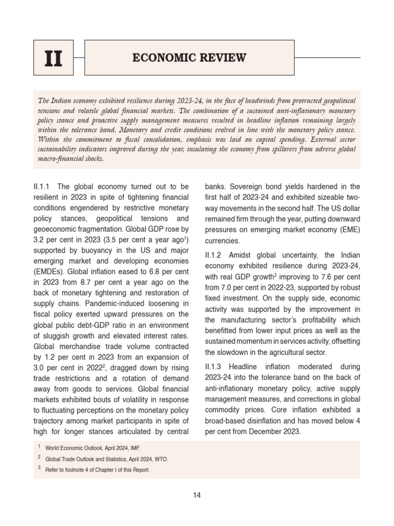 2023-24 Economic Review Summary | PDF | Inflation | Gross Domestic Product