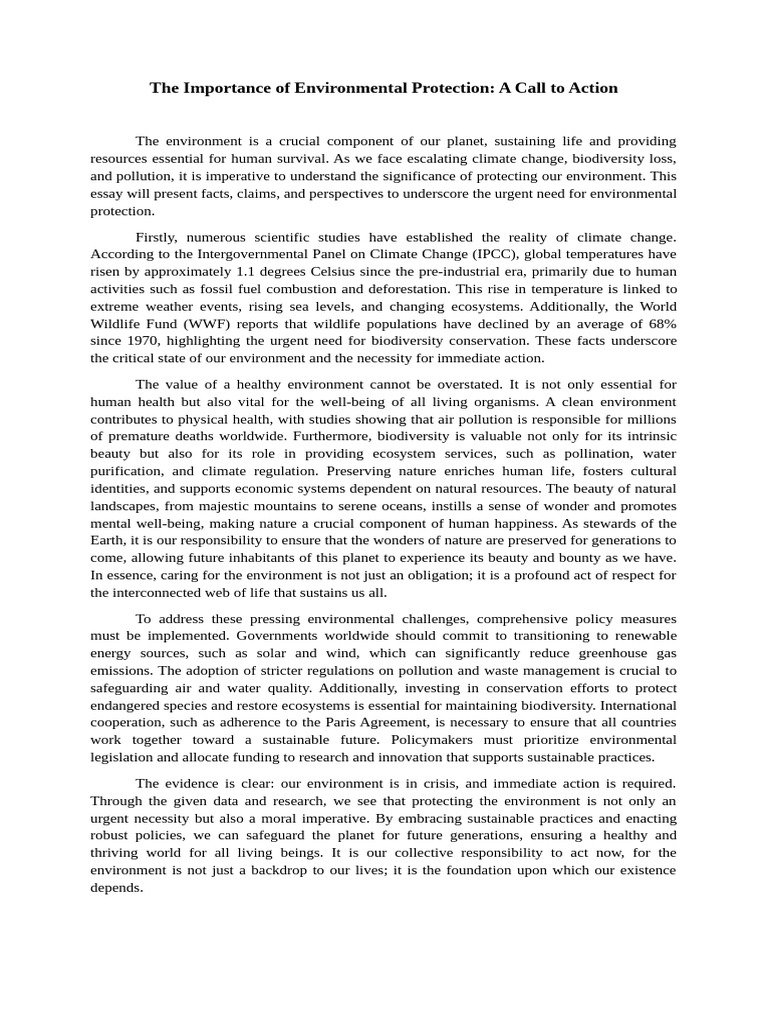 The Importance of Environmental Protection | PDF | Natural Environment ...