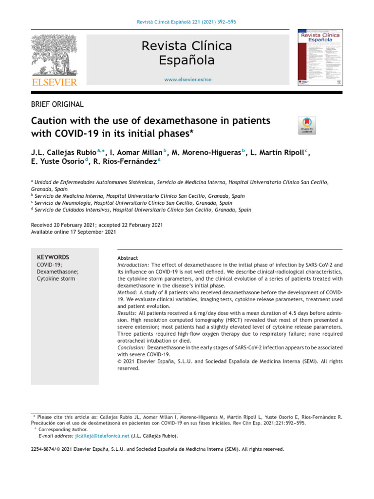 Dexamethasone Risks in Early COVID-19 | PDF | Medical Specialties ...