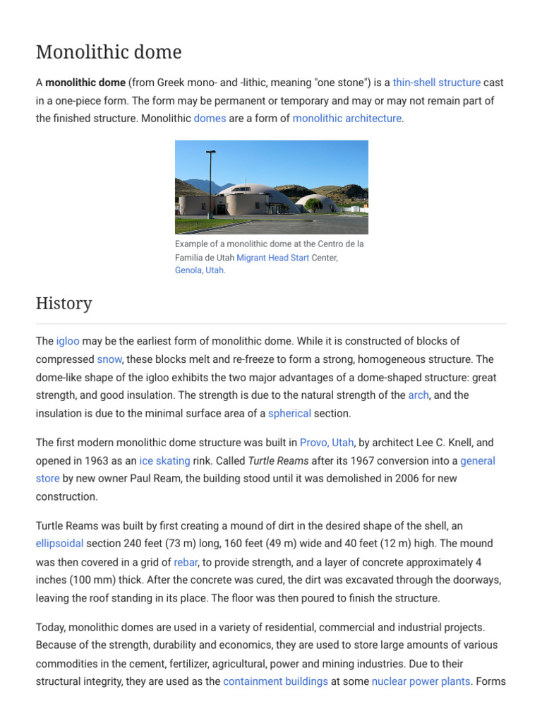 Monolithic Dome - Wikipedia | PDF | Building Engineering ...