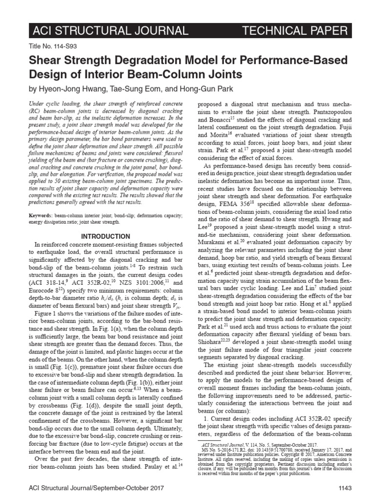 Shear Strength Degradation Model For Performance-Based Design of ...