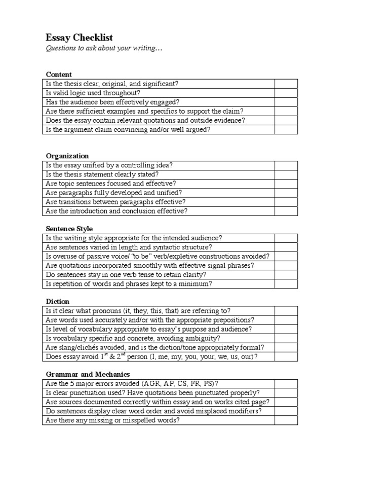 Checklist | PDF