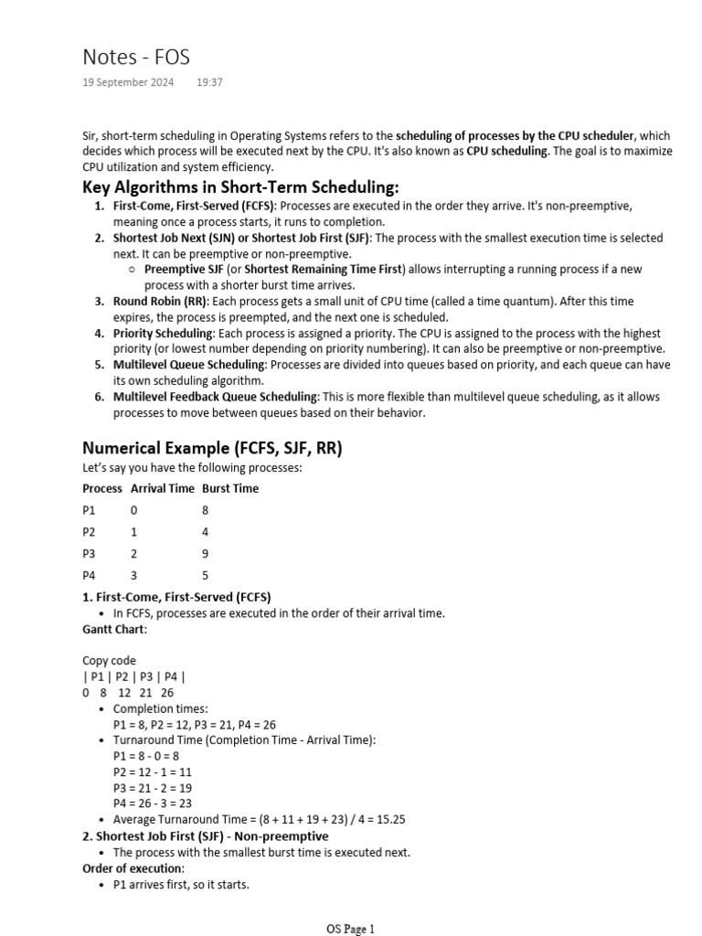 Numerical Concepts - Mid Sem (Scheduling ,etc) | PDF | Scheduling ...