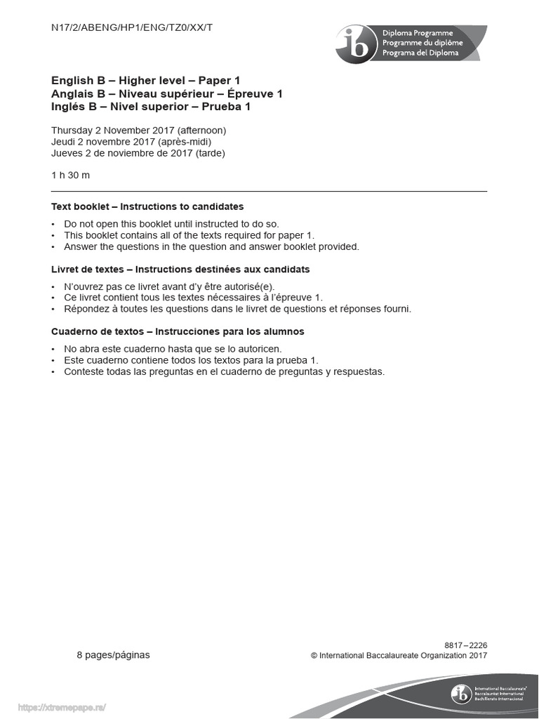 English B Paper 1 Text Booklet HL | PDF | Climate Change | Plants