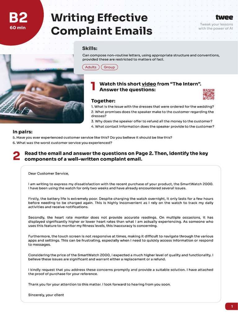 Complaint Emails b2 | PDF | Human Communication