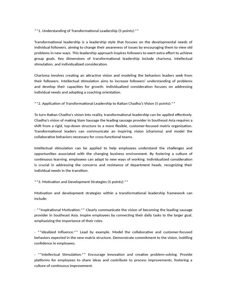 Transformational Leadership in Business | PDF | Transformational ...