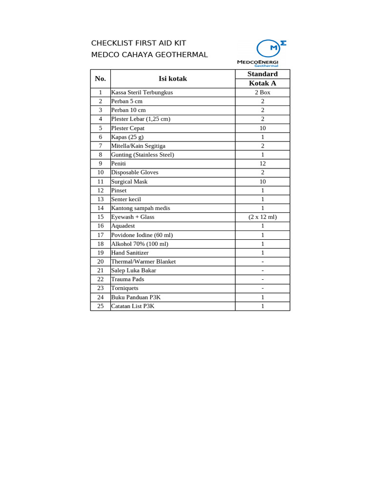 First Aid Kit Standard | PDF