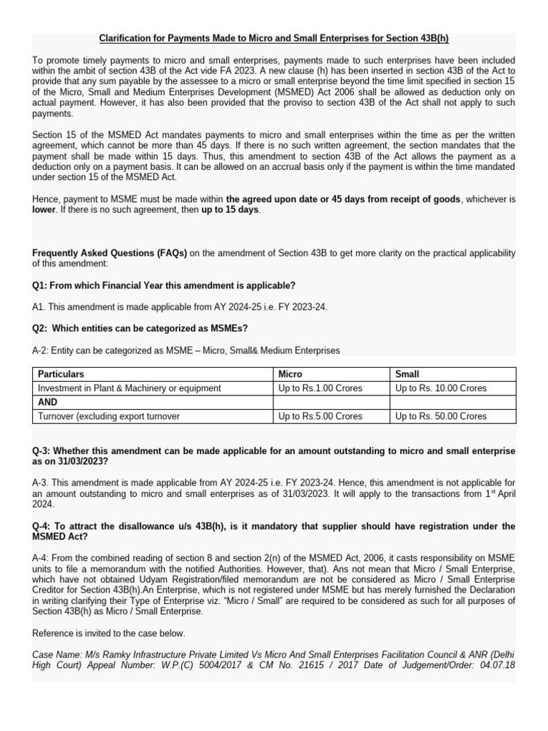 MSME Payment Deductions Under Section 43B | PDF | Expense | Small And ...