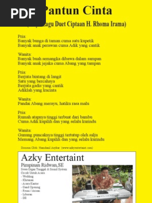 P Pantun Cinta Liryc Lagu Dangdut Duet Rhoma Irama