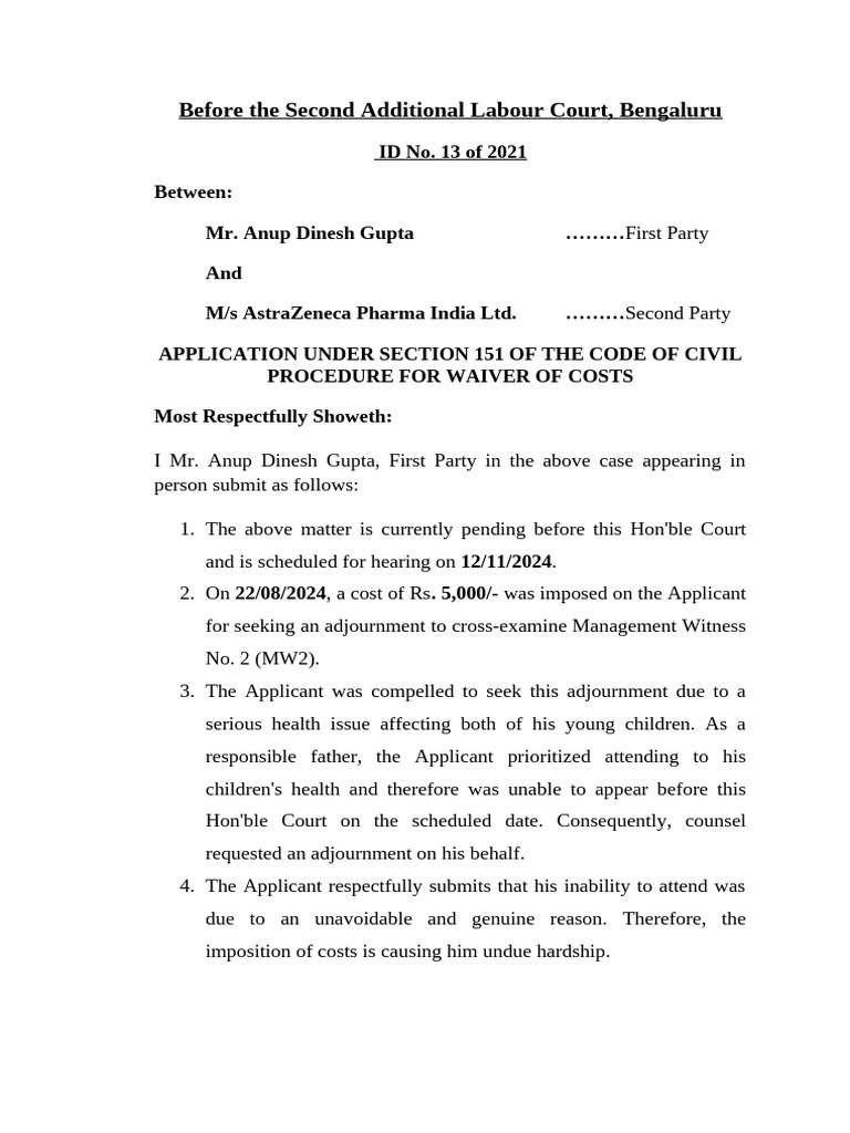 Waiver Application for Court Costs | PDF | Affidavit | Judiciaries