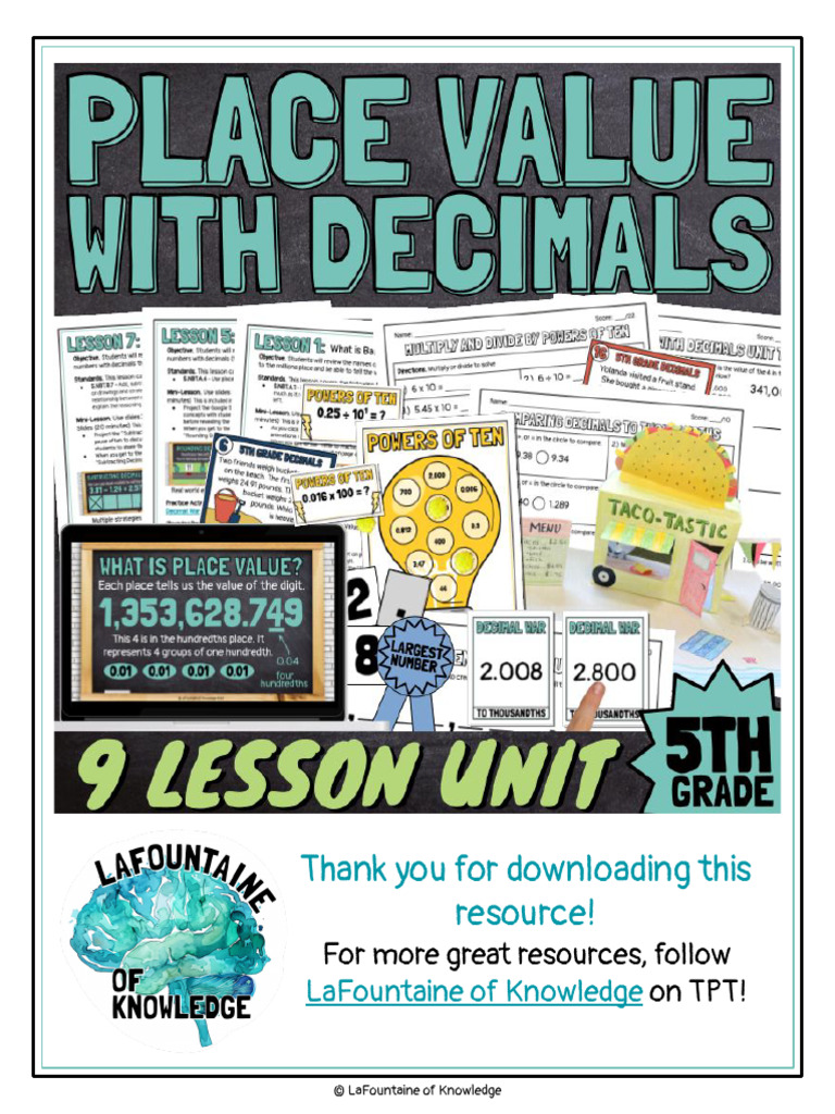 5th Grade Place Value Unit Guide | PDF | Numbers | Rounding