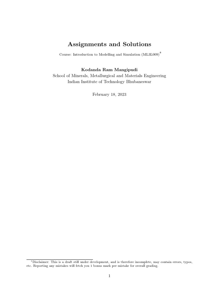 Modelling and Simulation Assignments | PDF | Heat Transfer | Heat