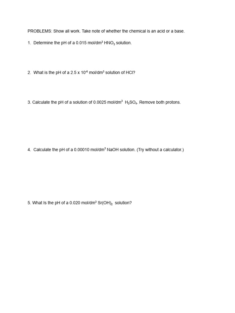 PH and POH Problems | PDF | Science & Mathematics | Technology ...