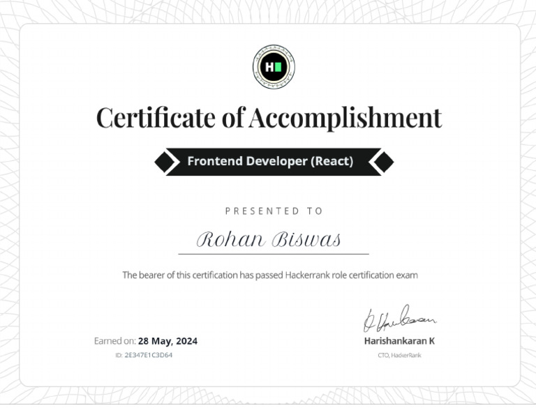Frontend - Developer - React Certificate | PDF