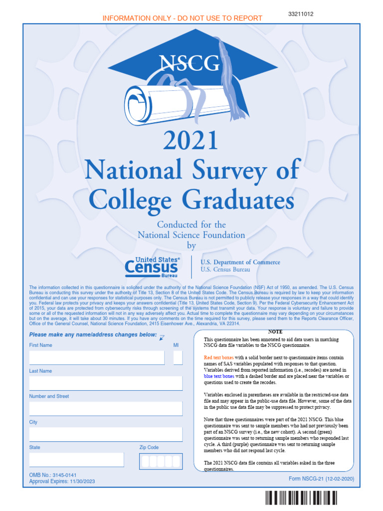 2021 New Cohort Annotated 21 | PDF | Questionnaire | Census