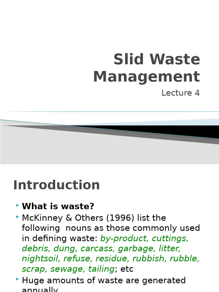 Lecture 4 Solid Waste Management | PDF | Waste | Waste Management