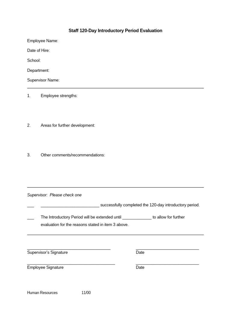 120-Day New Hire Evaluation Form | PDF