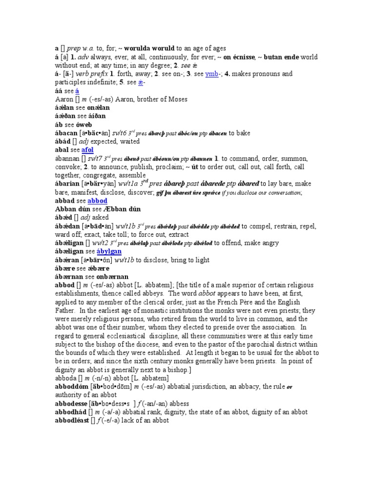 Dictionary of Old English PDF PDF Abbot