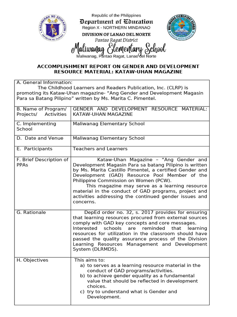 Kataw-Uhan Magazine GAD Report | PDF | Behavior Modification | Learning