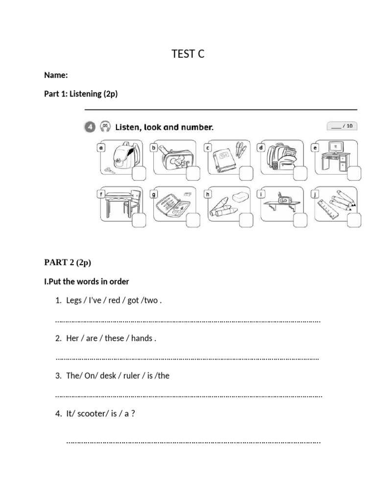 English Listening and Grammar Test | PDF | Language Arts & Discipline