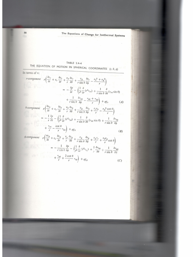 Equation of Motion (Spherical Coordinates) | PDF