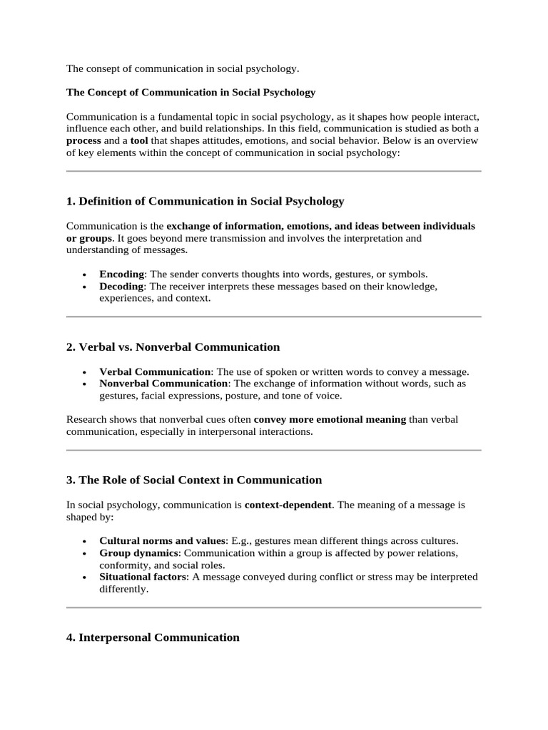 Communication in Social Psychology Explained | PDF | Communication ...