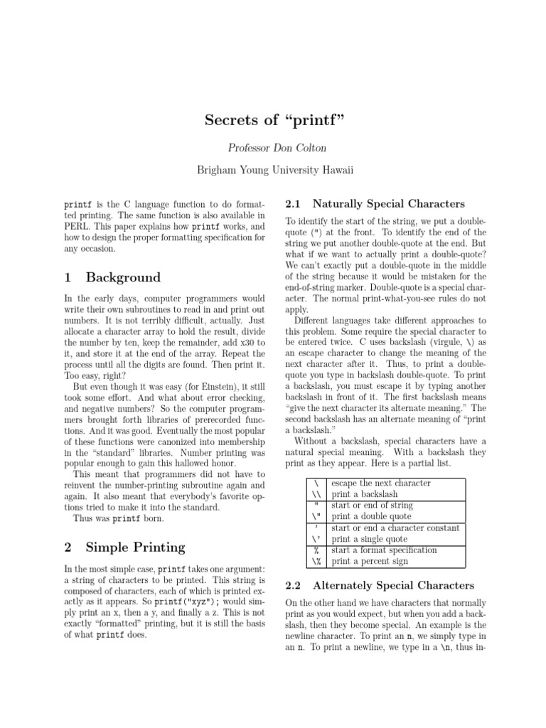 Understanding printf and Leading Spaces | PDF