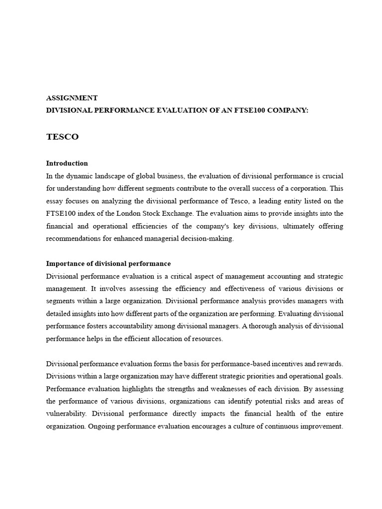 Tesco Divisional Performance Analysis | PDF | Tesco | Return On Investment