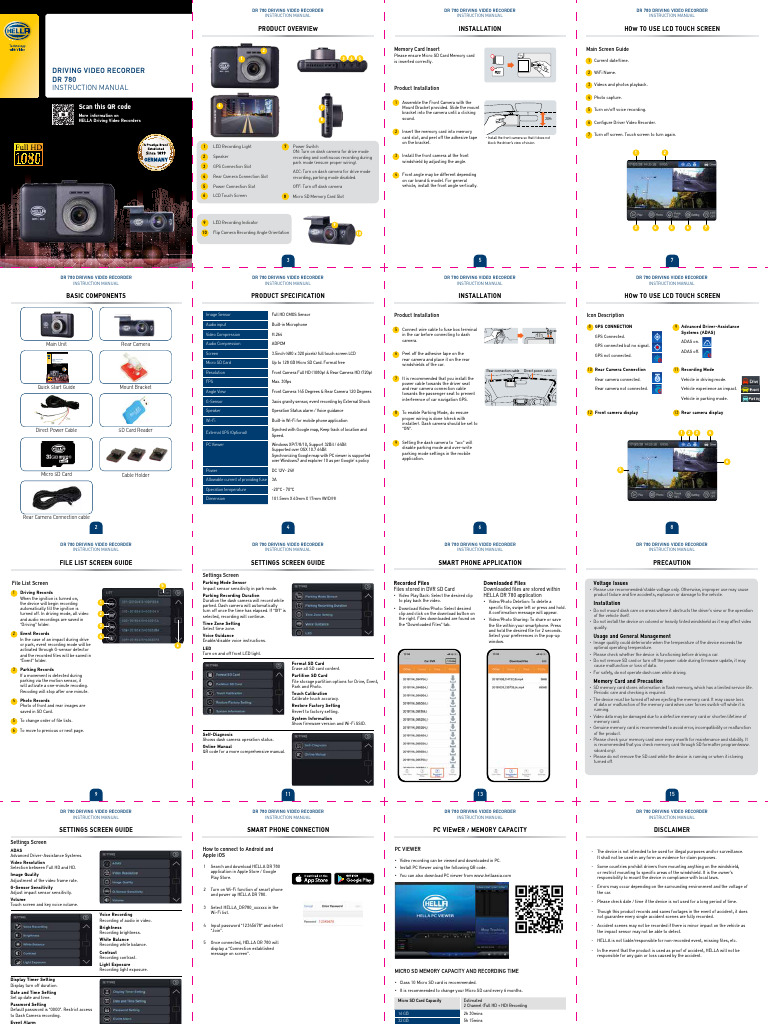 DR 780 Driving Video Recorder Manual | PDF | Camera | Smartphone