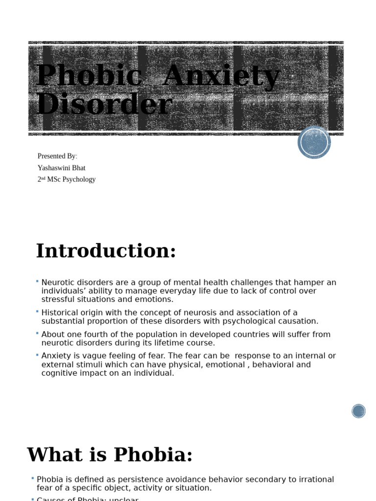 Phobic Anxiety Disorder | PDF | Phobia | Anxiety