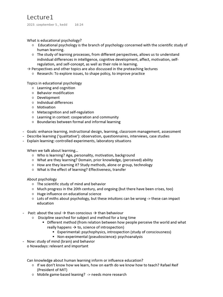 Understanding Educational Psychology Basics | PDF | Educational ...