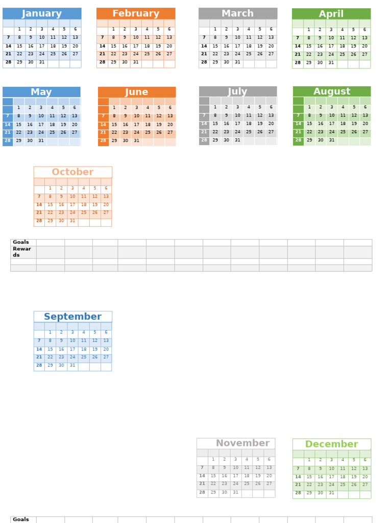 Monthly Goals and Rewards Calendar | PDF
