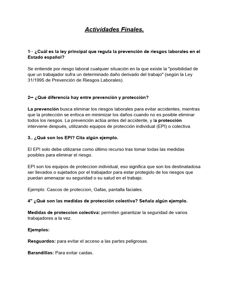 Prevención de Riesgos Laborales y EPI | PDF | Residuos | Gestión de ...