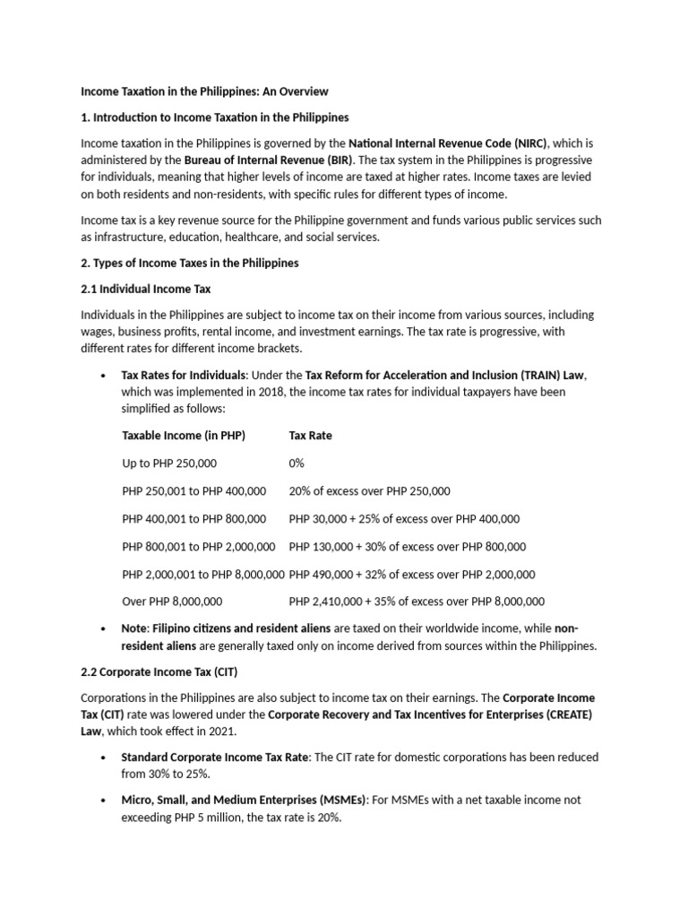 Income Taxation in The Philippines | PDF | Taxes | Capital Gains Tax