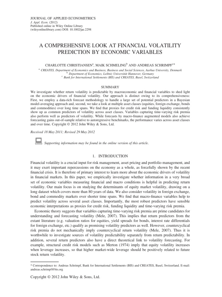 Economic Drivers of Financial Volatility | PDF | Volatility (Finance ...