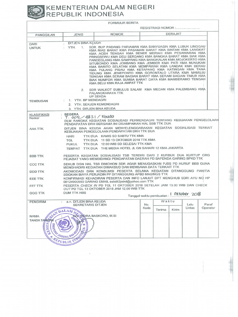Radiogram 11 SD 13 Okt 2018 | PDF