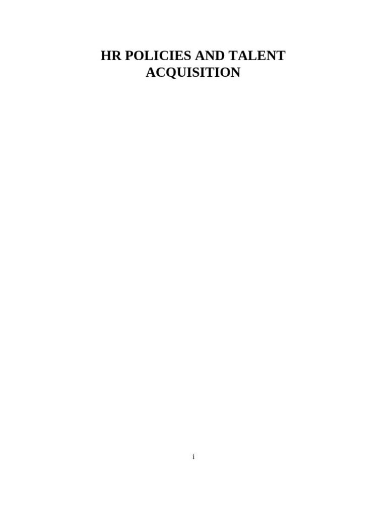 Talent Acquisition Policy Overview | PDF | Recruitment | Employee Retention