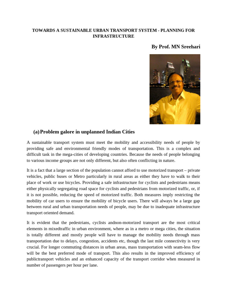 Towards A Sustainable Urban Transport | PDF | Transport | Public Transport