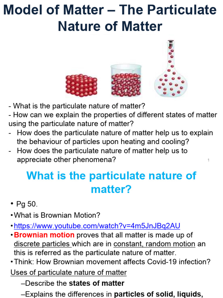 Understanding the Particulate Nature of Matter | PDF | Gases | Liquids