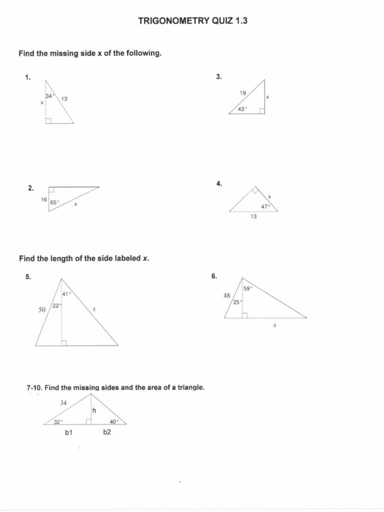 Trigonometry Quiz 1.3 | PDF