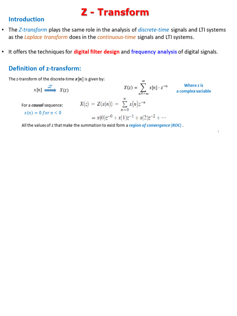 Z-Transform Fundamentals and Examples | PDF | Information And ...