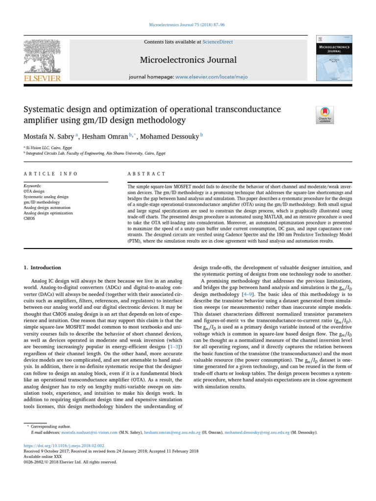 Systematic Design and Optimization of Op | PDF | Amplifier | Mosfet